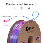Kretrum Dual Color Silk PLA 3D Printer Filament 1.75mm Silk PLA Color Changing 3D Printing Filament 1kg / 2.2lbs Purple & Blue
