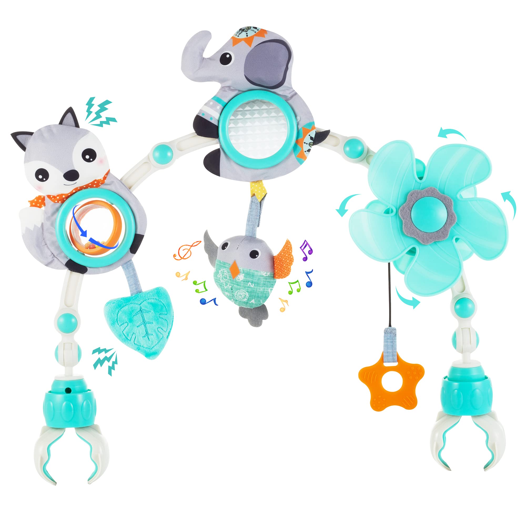 Lynncare Adjustable Arch Bassinet Toys for Infant & Toddlers, Stroller Arch, Baby Crib Toys with Fascinating Hanging for Stimulating Baby’s Senses and Developing Motor Skills