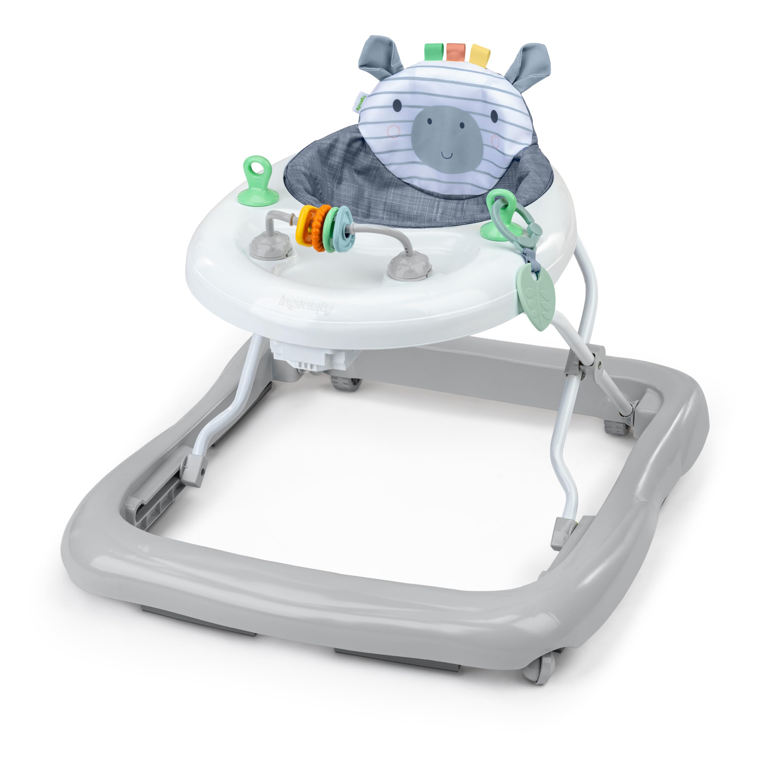 Ingenuity Smooth Strides Activity Baby Walker - Chambray, Developmental Walker, 3 Adjustable Heights, Toys Included, 6M-12M