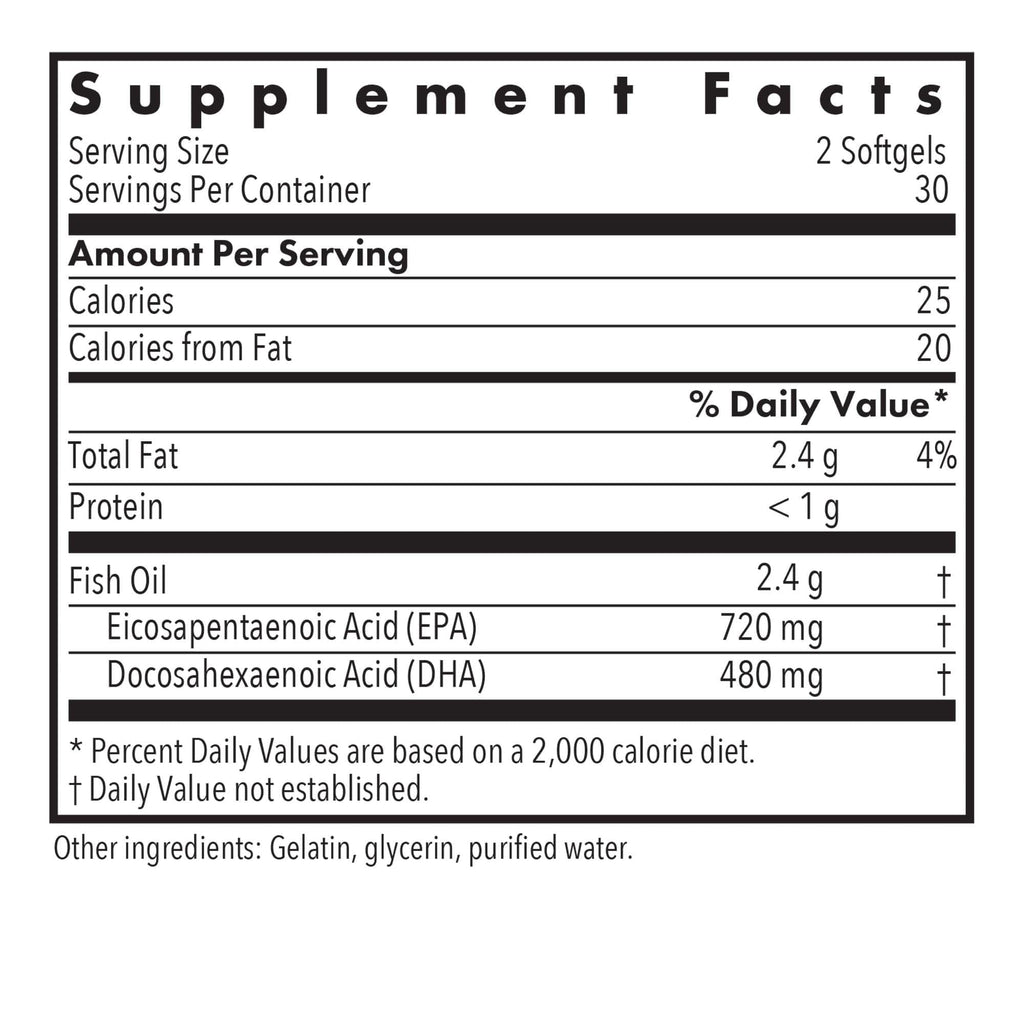 ARG Super EPA - 720 mg EPA & 480 mg DHA - Concentrated Omega-3 Fish Oil - Cardiovascular & Brain Health Support - 30 Servings - 60 Softgels