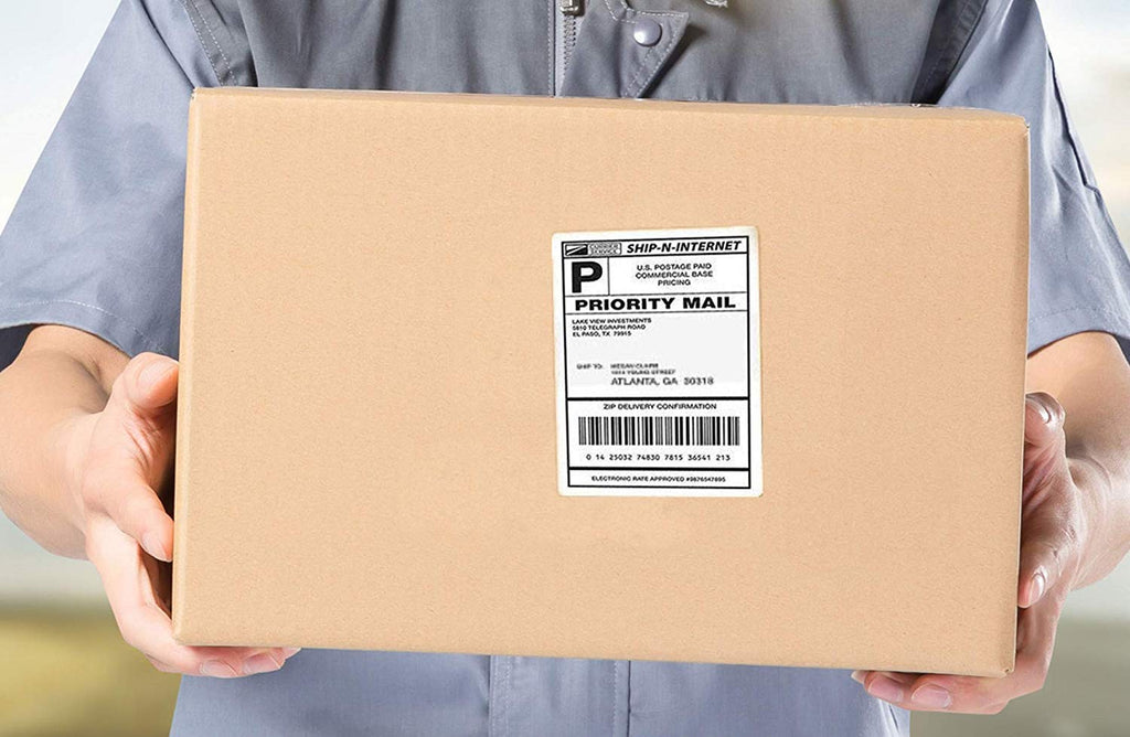 SJPACK 4 x 6 Fanfold Labels, 4000 Thermal Shipping Label for FedEx Shipping Label (4 Stack- 4000 Labels)
