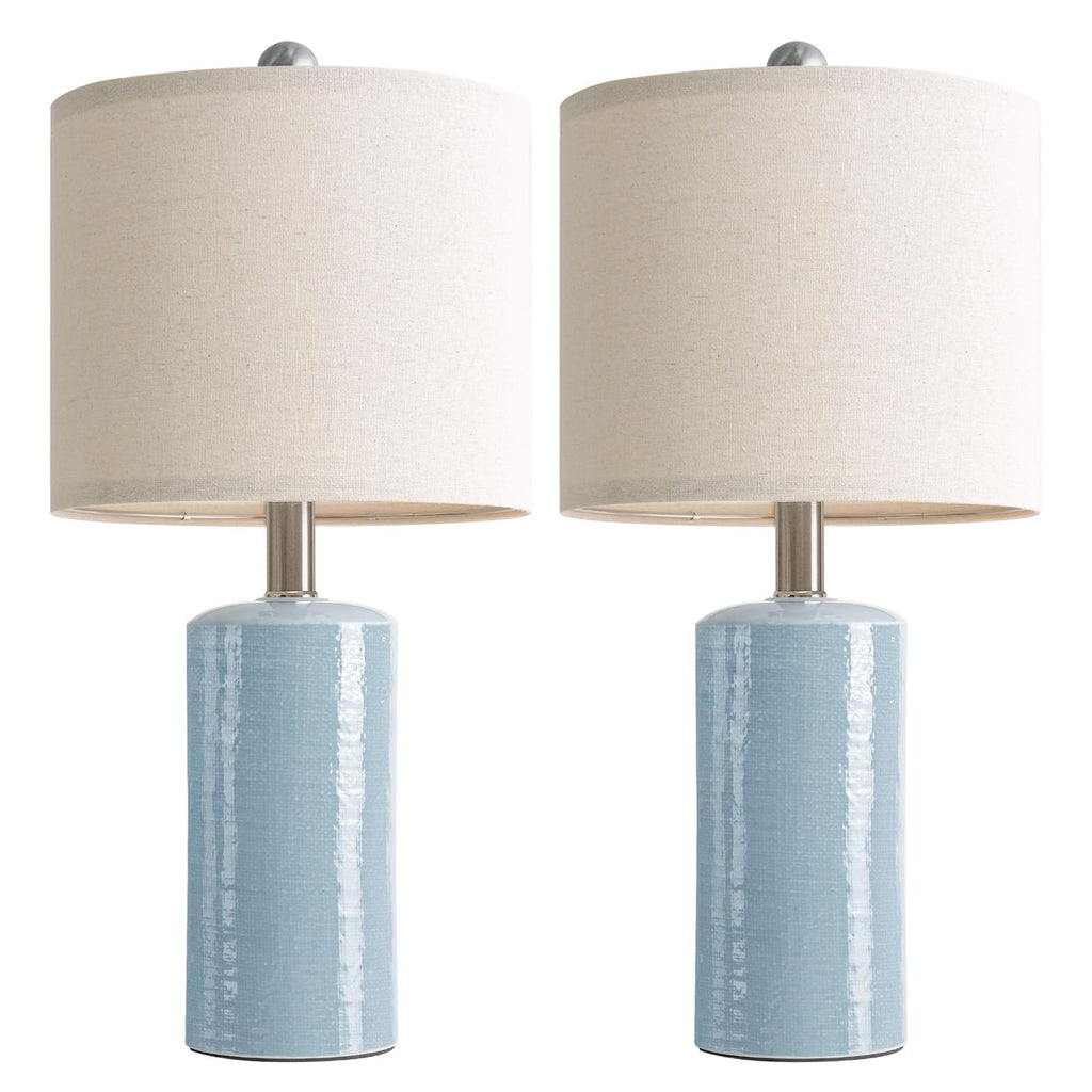 G-SAFAVA 20.5" Small Table Lamps for Living Room Lamp Set of 2 Ceramic Lamps for Bedroom Bedside Lamps Modern Boho Lamps for Night Stands Farmhouse Nightstand Lamp Side End Table Lamp, Light Blue