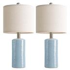 G-SAFAVA 20.5" Small Table Lamps for Living Room Lamp Set of 2 Ceramic Lamps for Bedroom Bedside Lamps Modern Boho Lamps for Night Stands Farmhouse Nightstand Lamp Side End Table Lamp, Light Blue