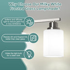 Ascher Bathroom Light Fixtures, 4-Light Vanity Light Over Mirror, Brushed Nickel Wall Sconces with Milky White Frosted Glass Shades, Wall Lamp for Living Room Bedroom, E26 Base(Bulbs Not Included)