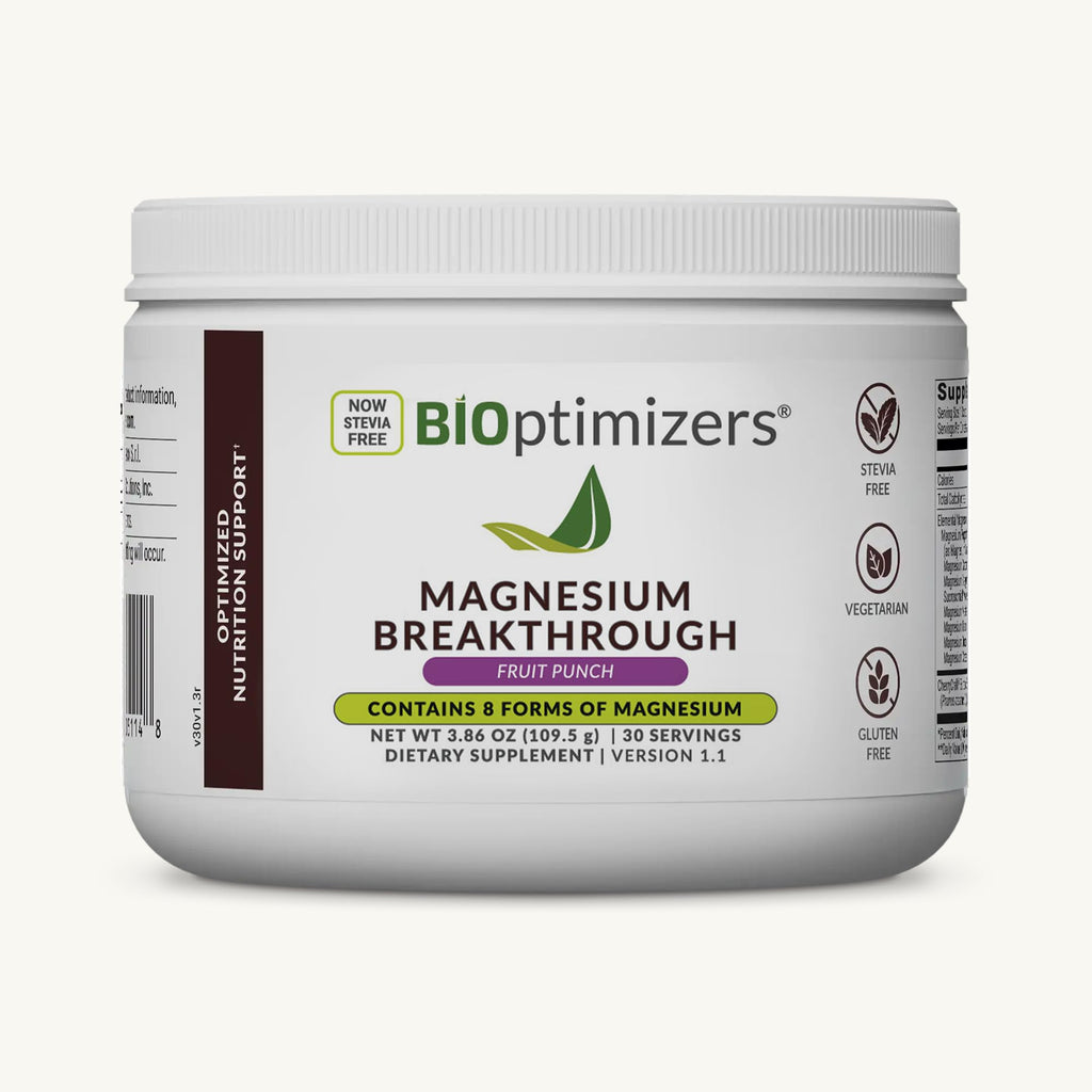 BIOptimizers Magnesium Breakthrough Drink - 8 Forms of Magnesium, Electrolytes, Sleep Health, Stress, Muscle Recovery, Heart Support | Glycinate, Citrate, Malate - Fruit Punch