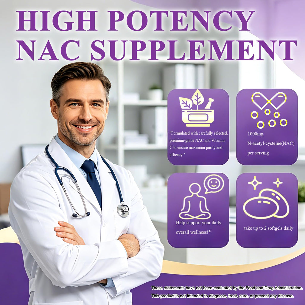 Nac Supplement N-Acetyl Cysteine, Fast Absorb Liposomal Nac 1000mg Softgels
