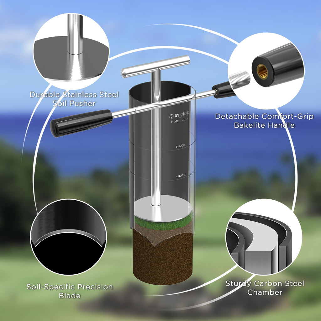 KINGTOP Golf Hole Cutter for Putting Greens, 4 and 6 in Cutting Depths