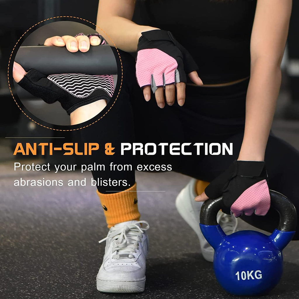 Sunnex Gym Gloves - Fingerless, Breathable Workout Gloves for Weightlifting, Sports Training