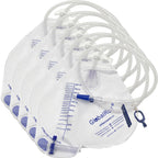 GlobalRoll Urinary Drainage Bag with Anti-Reflux Chamber, Urine Bag with 2000 mL Volume, 48" Drainage Tube, Clips and Hanging Hook, Professional Urinary Bag for Home and Hospitals Health Aids, 5 Pack