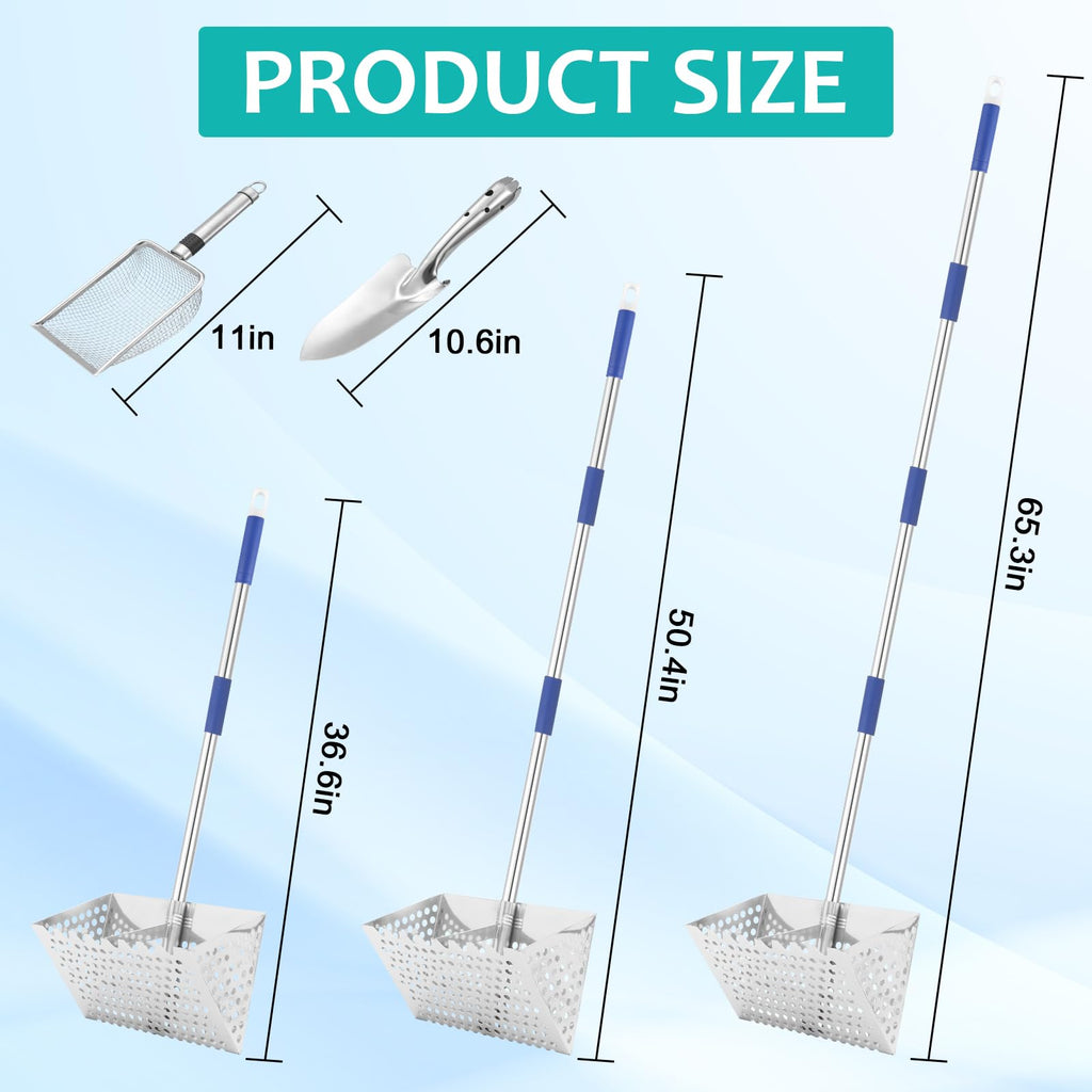 Sand Flea Rake, 65 Inches Long Handle, Stainless Steel Shark Tooth Sifter