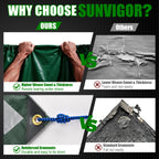 Sunvigor Tarp Waterproof 10x12Ft, Extra Thick 16 Mil Heavy Duty Tarp Cover, Tear & Fade Resistant, Outdoor Tarps with Brass Grommets and Reinforced Edges for Roof, Camping, Patio, Boat (Green/Silver)