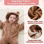 AiWMGL Newborn Baby Bear Outfit Suit With Fold-Over Mittens and Footies Girls Boys 0-3 Months Winter Fleece Clothes Suit Hooded Jumpsuit Romper Snowsuit