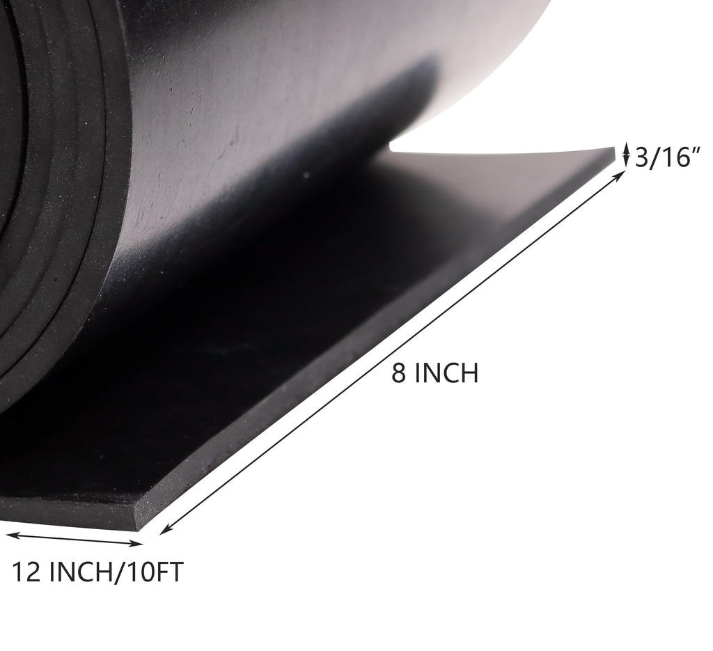 Neoprene Rubber Sheet Solid Rubber Strips Roll PadInsulation for Weather Stripping, Gasket, Shield, Costume, Seal, DIY (3/16 (.187") Thick, 8" Wide X 10' Long)