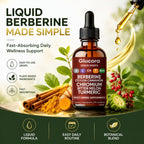 UXZQEN Glucora Berberina Liquida Drops, Fast-Absorbing Herbal Formula with Berberine & Botanical Blend, Daily Wellness Liquid Supplement, Sugar Free, Non-GMO - 2 fl oz