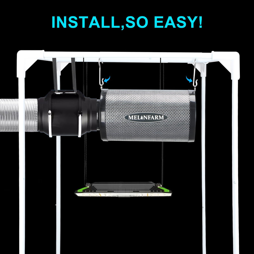 MELONFARM 6" Air Carbon Filter Smelliness Control with Australia Virgin Charcoal, Odor Removal Carbon Filter for Grow Tent, Inline Fan, Hydroponics, Pre-Filter Included, Insulated Flange 6" x 12"