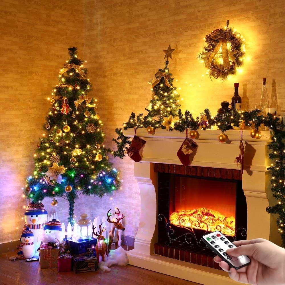 BXROIU 4 Pack Battery Operated Fairy String Lights, 8 Modes 5M Silver Wire with Remote & Timer - 50 LEDs Waterproof for Bedroom, Wedding, Christmas, Party Decorations