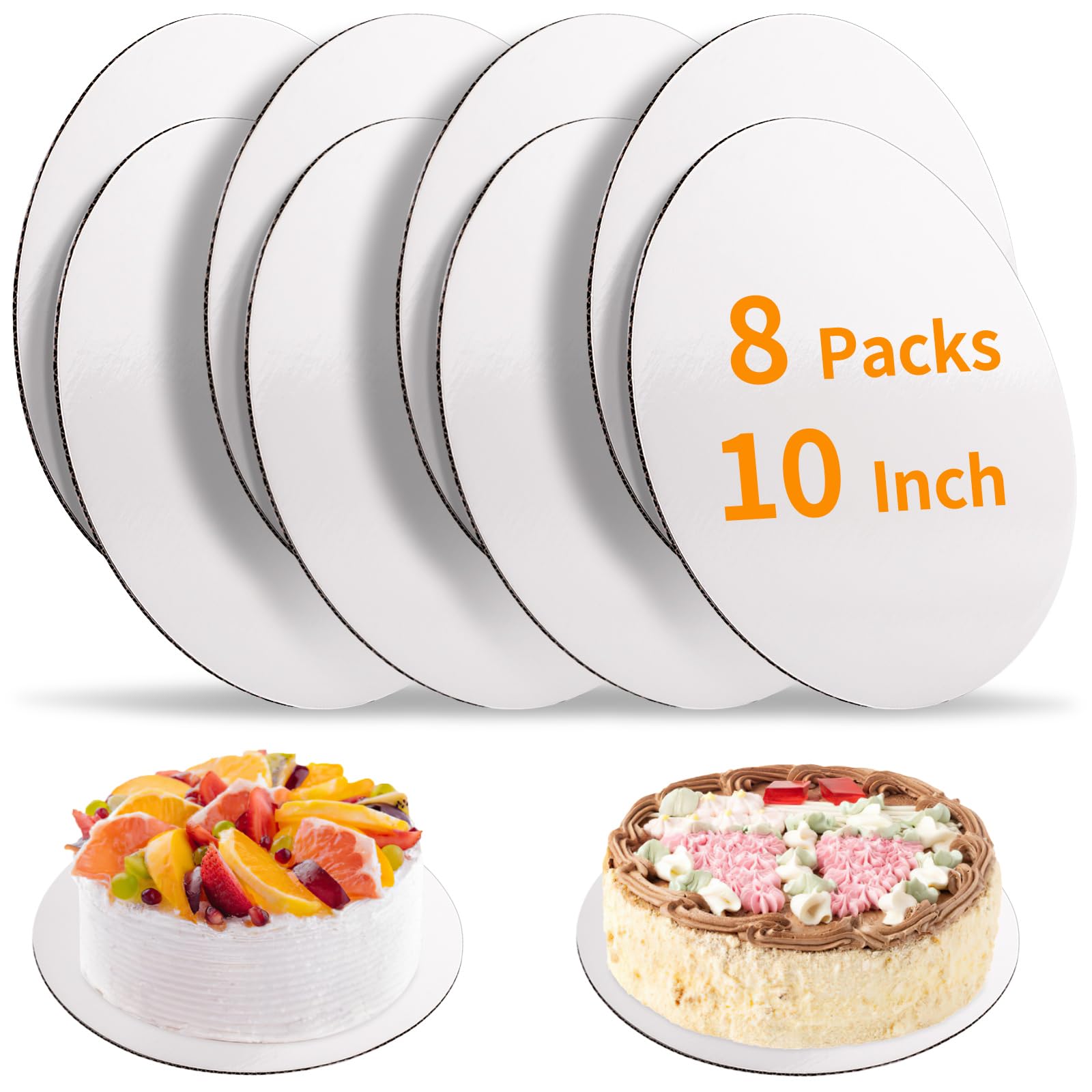 8 Pcs Cake Boards,10 inch Round Cardboard Cake Rounds Cake Base