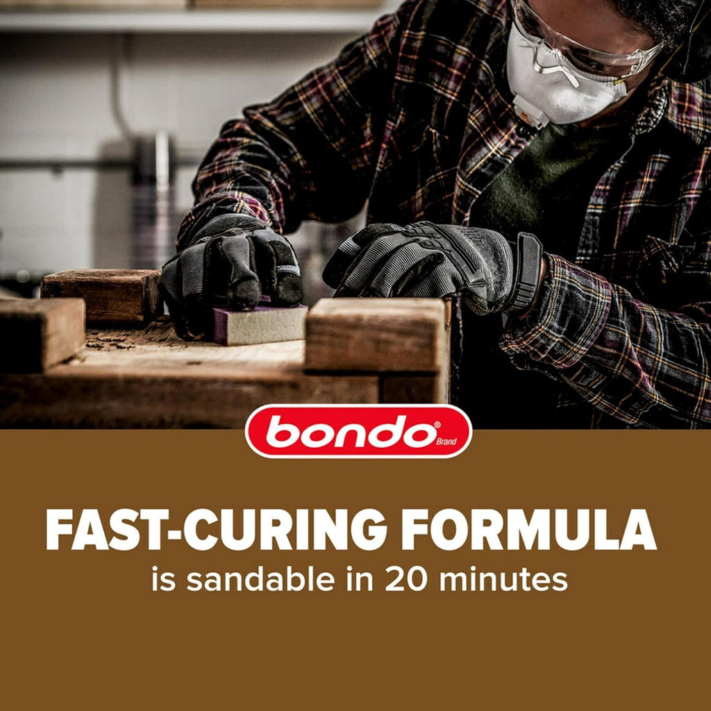 3M Bondo Wood Filler – 30 fl oz, High-Performance Two-Part Formula for Interior and Exterior Wood Repairs, Fast-Curing, Paintable, Stainable