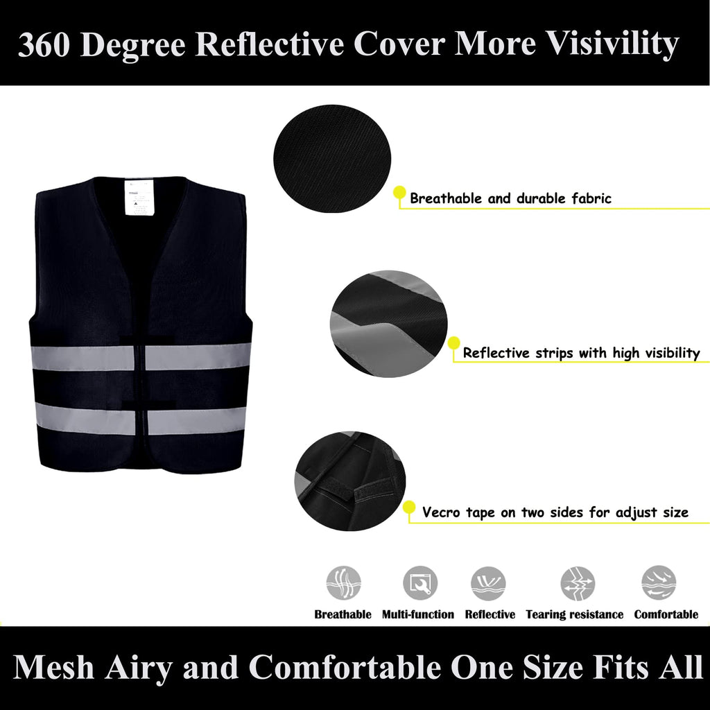 Lavori-AK Black Safety Vests 20 Pack - Reflective High Visibility Construction ANSI Class 2 Work Vests for Men,Woman,Hi Vis Mesh and Neon Silver Strip