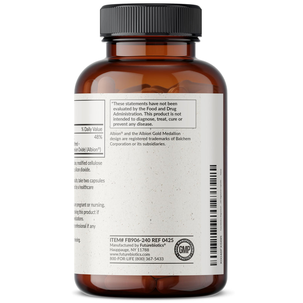 Futurebiotics Magnesium Glycinate 200 MG per Serving Chelated for High Absorption, Gentle On Stomach, Non-GMO, 240 Vegetarian Capsules