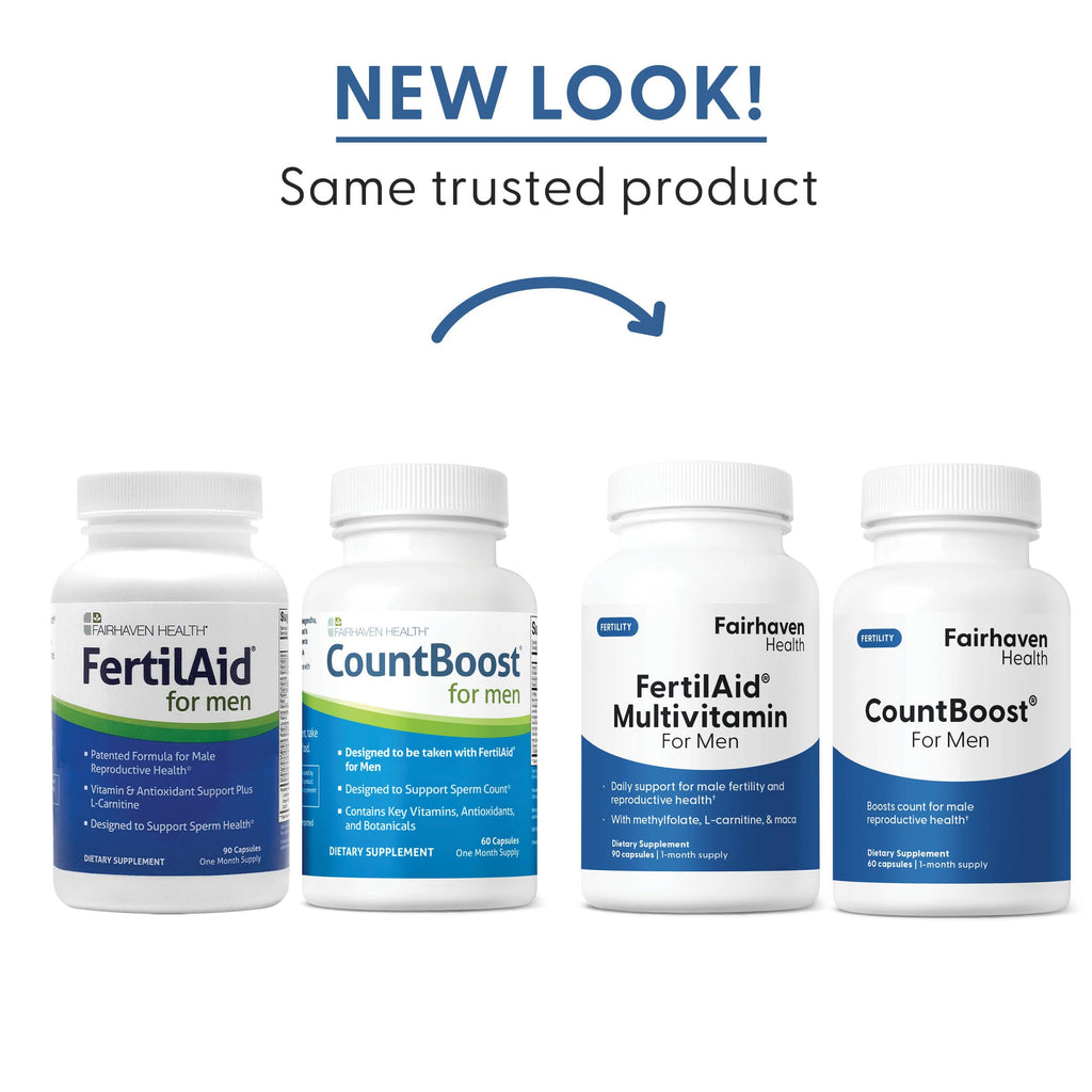 Fairhaven Health FertilAid for Men and Countboost Combo | Prenatal Male Fertility Supplement | Count and Motility Support Pre Conception for Him | Fertility Support Includes L-carnitine, Zinc, Folate