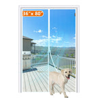 MAGZO Magnetic Screen Door Fit Door Size 36 x 80 Inch, Screen Size 38" x 81" Strong Magnet Door Mesh with Reinforced Hook & Loop for Patio, Sliding, French Door, White