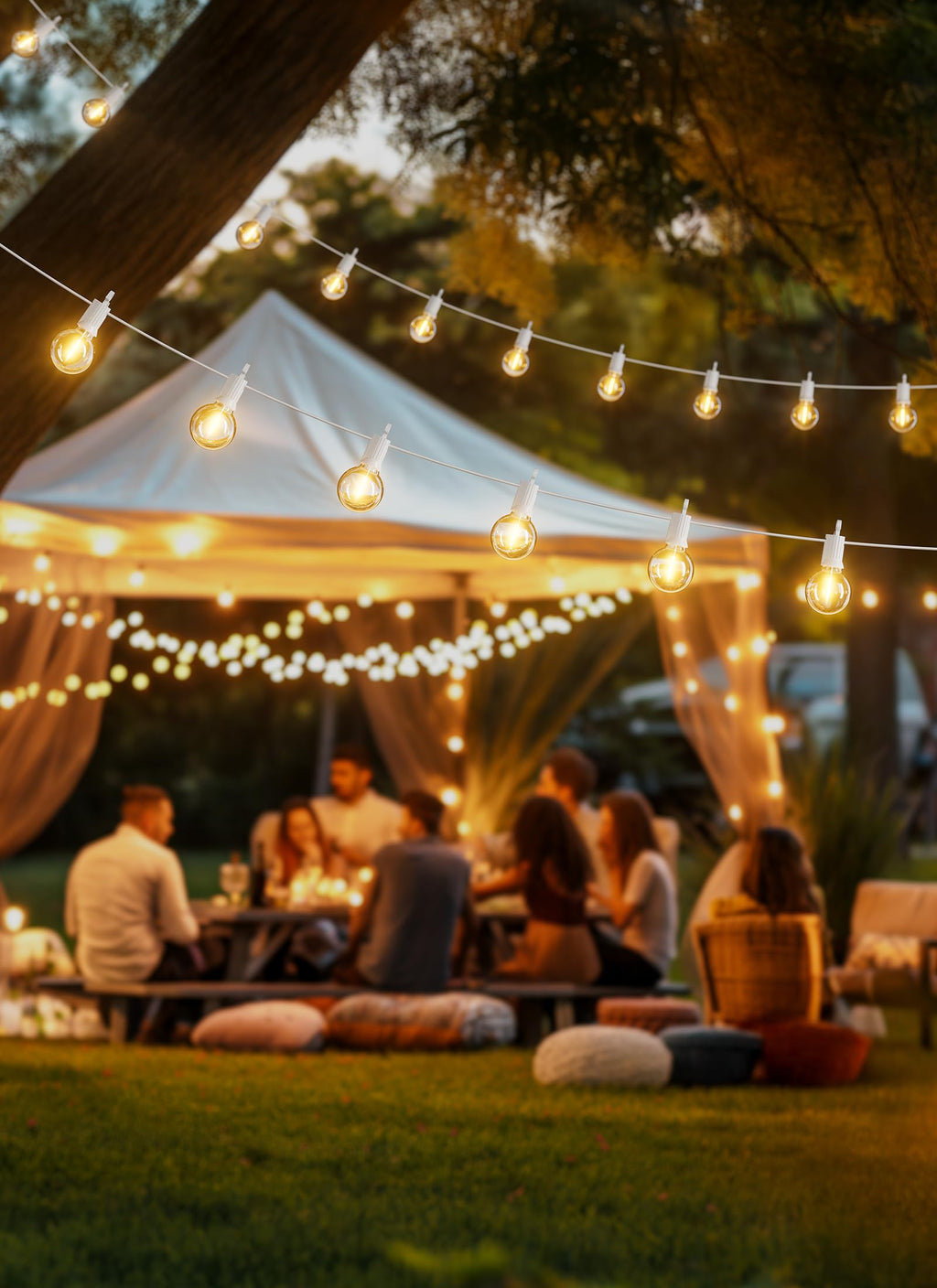 Brightown 29 Feet LED Outdoor String Lights with Shatterproof G40 Edison Bulbs, Connectable and Weatherproof Strand, Commercial Grade Patio Lights for Backyard Garden Patio Decorative, White