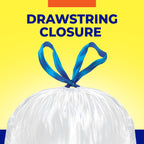 Hefty Essentials Drawstring 13 Gallon Kitchen Trash Bags, Tall Unscented Trash Bags for Kitchens, Home Offices, or Laundry Rooms, Easy to Tie, Lift, and Carry, White (Pack of 270)