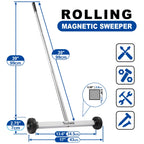 Toolwiz 17" Rolling Magnetic Sweeper 10lbs, with 8 lbs Telescopic Magnetic Pick Up tools with LED light–Lightweight Pick-up Sweeper with Wheels for Nails, Screws & Metal Debris Home Use Workshop