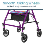 Vive Mobility Steel Rollator Walker with Seat - Foldable, Narrow, Rolling Senior Walker for Small Spaces - 4 Wheel Lightweight Adult Easy Drive with Underseat Storage, Adjustable Height (Black)