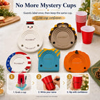 Party Cup Holder for 3-4" Cups - Hosting Essential to Prevent Mix-Ups & Reduce Waste - Sturdy Drink Organizer with Rubber Feet for Family Events - Cups & Markers Not Included (Patriotic Flag)