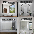 JZEKVN Modern LED Bathroom Lights Fixtures(5-Light),Metal Black Acrylic Wall Lighting,Vanity Lights for Bathroom Over Mirror(6000k 34in)