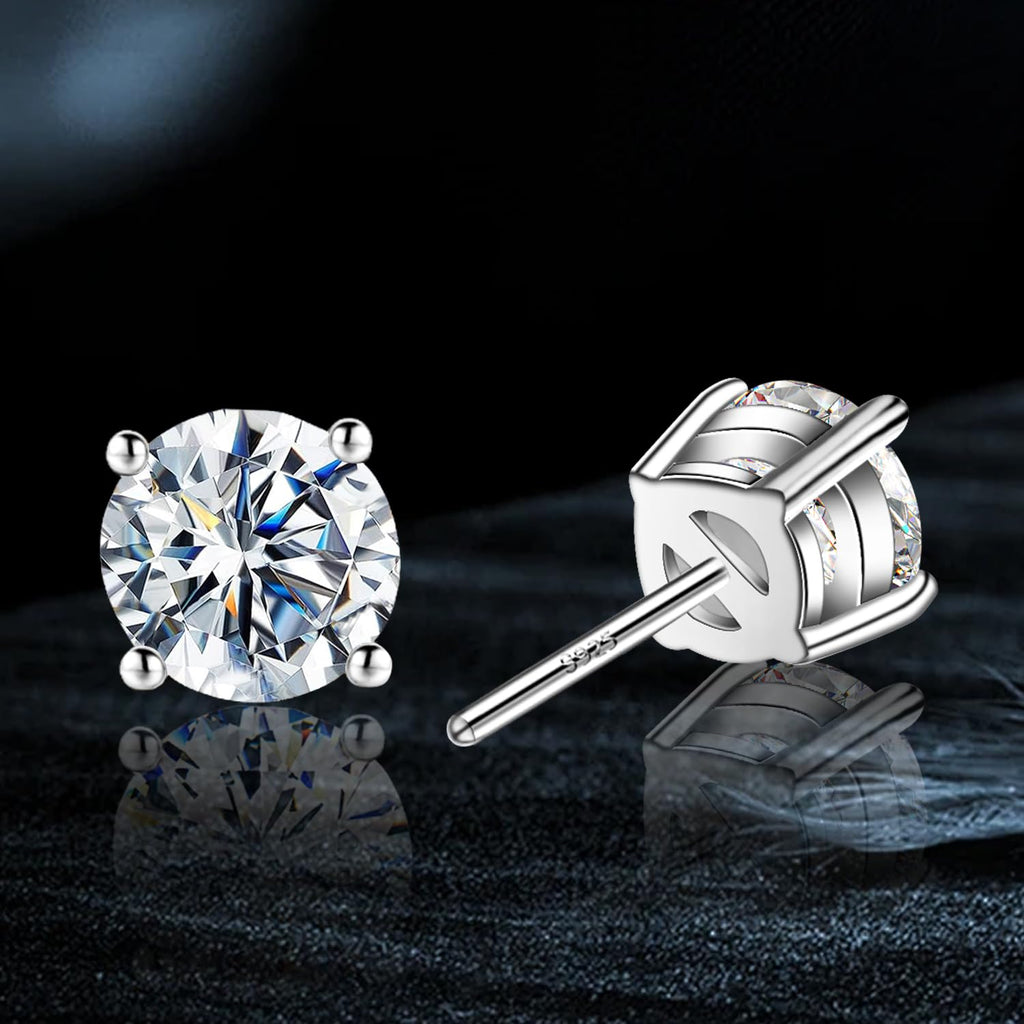 Moissanite Stud Earrings 2.0CT D Color,GRA 925 Sterling Silver Earrings for Men 18K White Gold Plating Earrings for Women,wedding earrings(1.0ct*2)