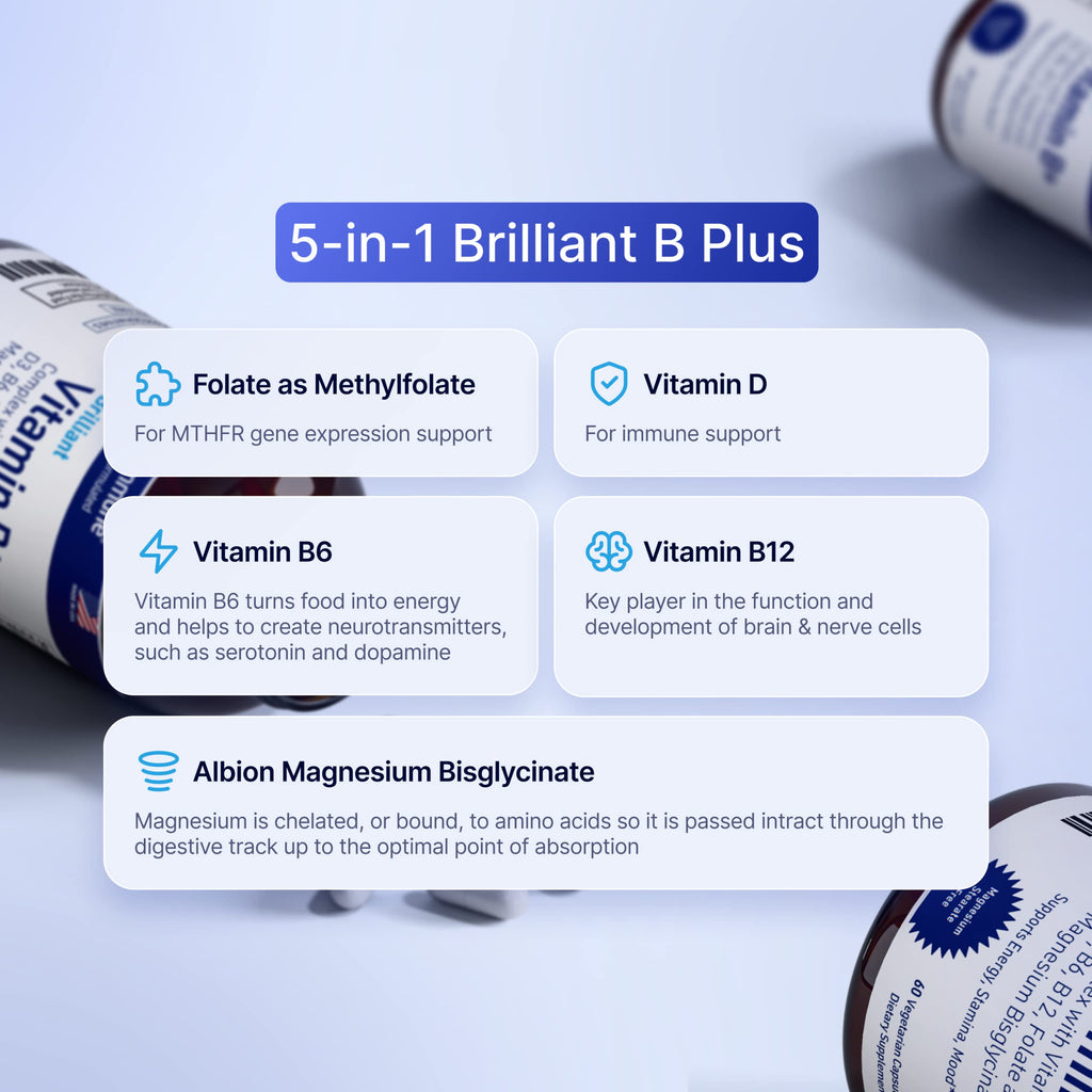 Magnesium Folate AgeImmune Vitamin B Complex with Vitamin D3 B12 B6 Magnesium ...