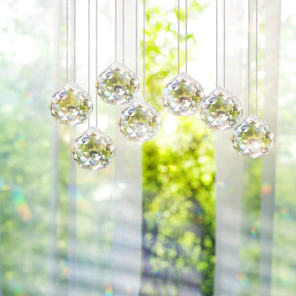 20 Pack 30mm Crystal Ball Prism Suncatcher Beads for Windows