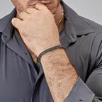 Qumfole Mens Bracelet-Stainless Steel Magnetic Clasp Franco Chain Bracelets for Men Gunmetal