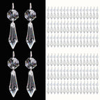 Premium Clear Crystal Glass Drops 2.4" -Multi Purpose Bluk Crystal Beads Hanging Prisms for Holiday Party/Home/Window Decoration/Chandelier Replacement Parts (M-100pcs)