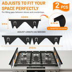 Stainless Steel Stove Gap Covers,Stove Gap Filler, Range Trim Kit, Stove Gap Guards, Heat Resistant and Easy to Clean, Easy retractable Length 13.8" to 27.5", Width 0.79",Black(2PCS)
