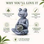 Fashionoda Solar Meditating Yoga Frog Statue 6.8L x 9.65H