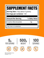BulkSupplements.com Creatine Monohydrate Powder - Micronized Creatine Powder, Unflavored - Pure & Gluten Free, 5g per Serving, 500g (1.1 lbs) (Pack of 1)