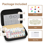 Mexican Dominos Set with Numbers and 4 Wooden Trays/Stands, Double 12 Dominoes, Travel Set with 4 Tile Holders, 91 Double Plates, 12 Colourful Dominoes with Portable Case, for