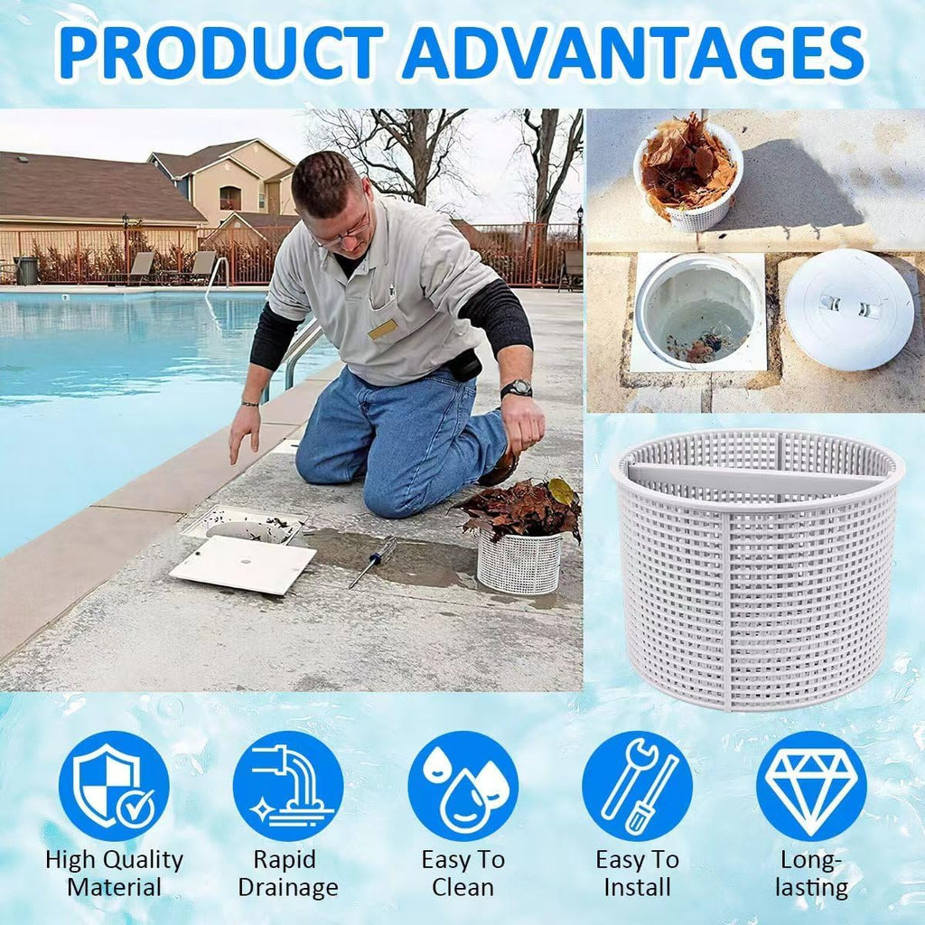 7'' Pool Skimmer Basket for Inground Pool Compatible with Hayward Skimmers Basket SPX1082CA & Aladdin B-152 Skimmer, Model SP1082 SP1083 SP1084 1085 SP1075 1075T 1076 1077 SP1082CA Pool Filter Basket