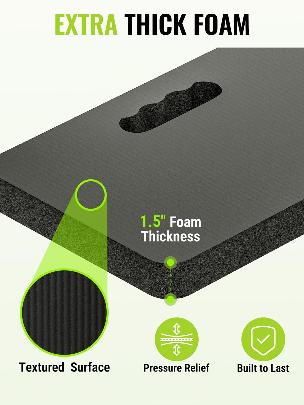 WORKPRO Extra Thick Kneeling Pad, 1 Pack, Black, 17.5 x 11 x 1.5 in