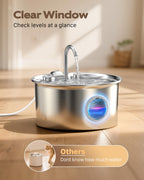 Cat Water Fountain Stainless Steel: Cat Fountain for Drinking - 88oz/2.6L
