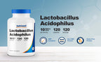 Nutricost Lactobacillus Acidophilus 10 Billion CFU, 120 Veggie Capsules - Probiotic (2 Bottles)