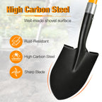 28-Inch Mini Garden Shovel, Kids Small Shovel, Fiberglass Handle with D-Grip & Alloy Steel Head for Car Emergency Kit, Beach, Planting & Light Duty Digging (Orange)