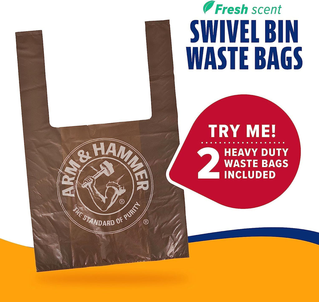Arm & Hammer Swivel Bin & Rake Dog Pooper Scooper, Includes 2 Waste Bags