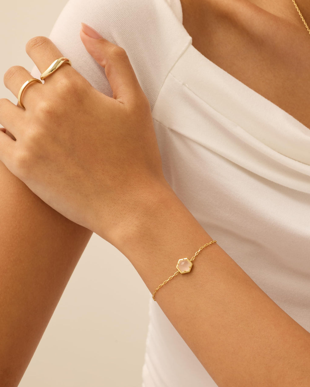 PAVOI Birthstone Dainty Solitaire Bracelet, Yellow Gold