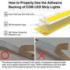 AXMOTUT COB LED Strip Light Warm White, High Bright LED Strips with 2400LEDs, RF Remote and UL Power Supply, 3000K Dimmable LED Lights for Bedroom, Kitchen, DIY Home Decoration