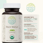 HerbEra Black Walnut 500 mg | USDA Organic Vegan Capsules | Digestive & Antioxidant Support, Juglans Nigra Dried Hull | Herbal Supplement (60 Capsules)